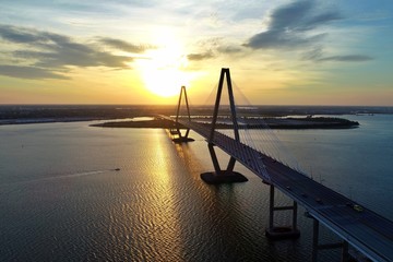 sunset over bridge Charleston