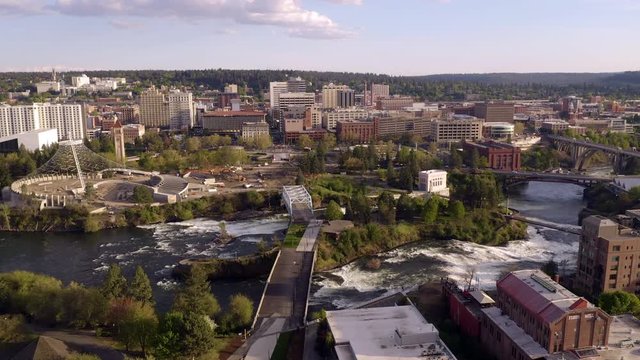 Riverfront Park and Falls in the Downtown Urban Center of Spokane Washington