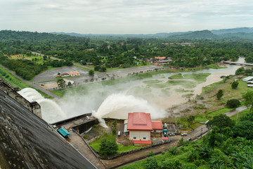 Dam with floodgate, Dam with water overflow.