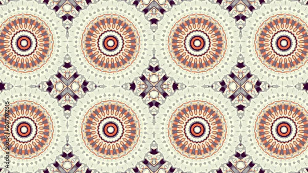 Poster symmetric mosaic tile transforming ornament. mosaic circles. abstract looping footage.