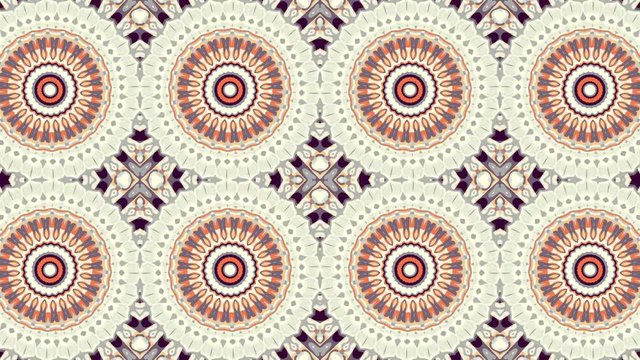 Symmetric mosaic tile transforming ornament. Mosaic circles. Abstract looping footage.