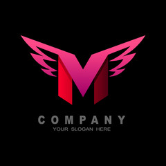 logo letter m and wing, finance icon, company symbol
