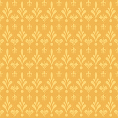 yellow seamless pattern with flowers, vector image