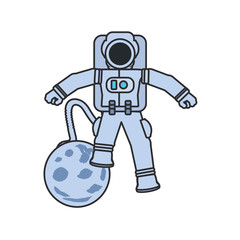 astronaut suit with hose and moon