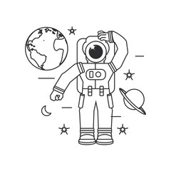 astronaut suit with planet earth and set icons