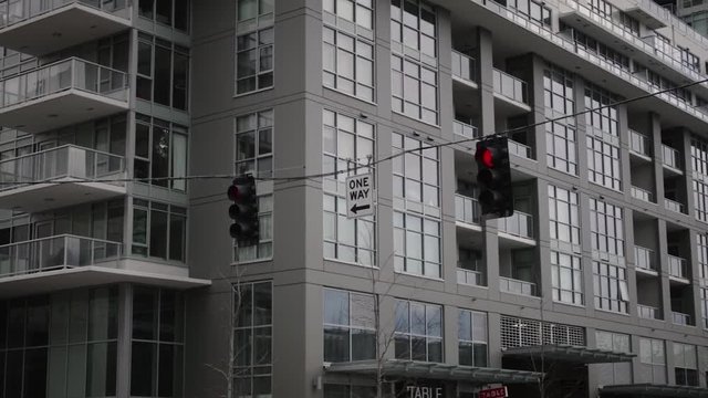 Traffic Lights changing downtown Seattle