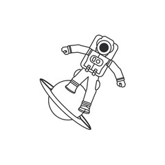 astronaut suit in planet saturn isolated icon