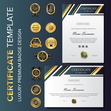 Luxury gold certificate background with badge