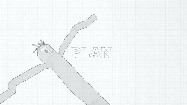 The concept of implementation of the idea against the background of a cheerful air man