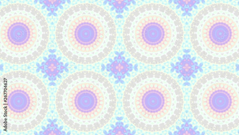 Poster Symmetric mosaic tile transforming ornament. Mosaic circles. Abstract looping footage.