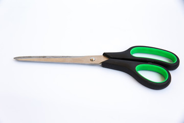 Scissors for office and home. The plastic handles of the scissors.