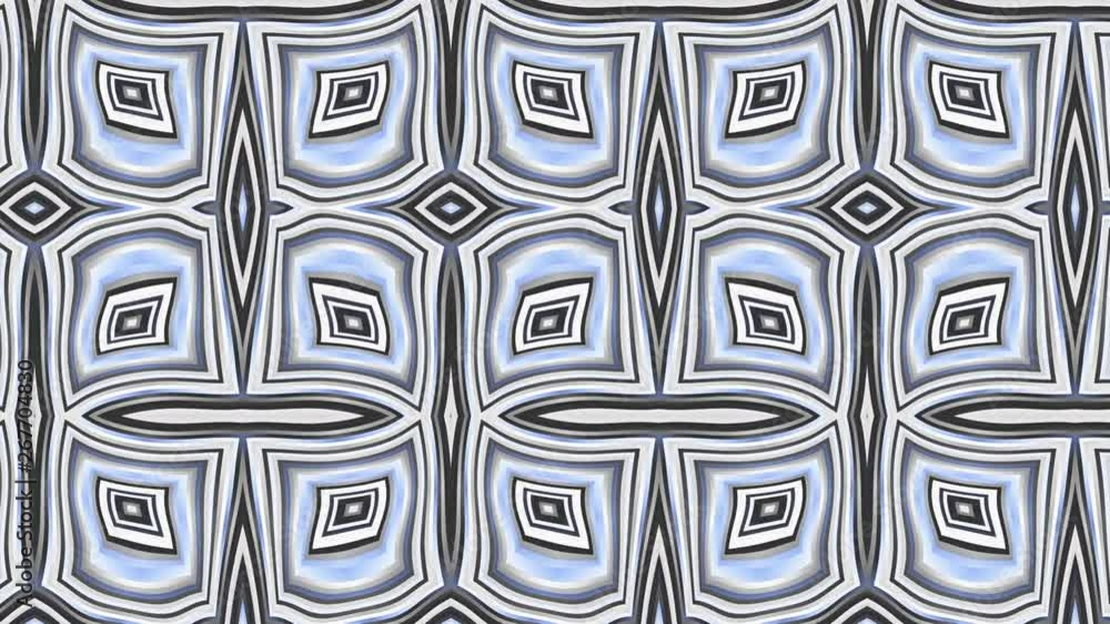 Poster Symmetric mosaic tile transforming ornament. Mosaic circles. Abstract looping footage.