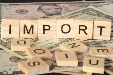 Dollar Geldscheine und Import in Amerika