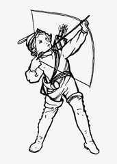 Vintage young archer illustration