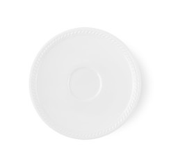 Empty ceramic round plate isolated on white backgroud