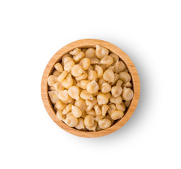 Corn seeds top view on white background