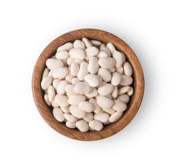 White kidney bean top view on white background