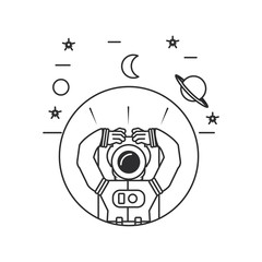 astronaut suit in frame circular with set icons