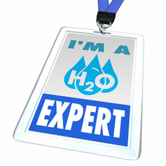 Water H20 Drinkable Clean Resource Expert Staff Badge 3d Illustration