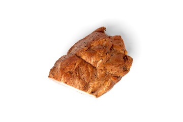 Smoked pork meat isolated on white background. 