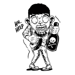 Man having a poisoning illustration