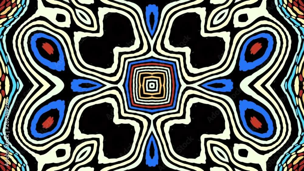 Poster Transforming symmetric abstract pattern. Futuristic abstract background. Looping footage.
