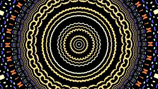 Spinning abstract magic circle. Mosaic mandala. Looping footage.