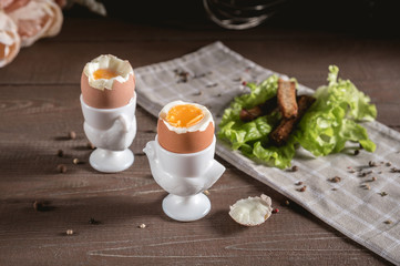 Perfect soft boiled eggs withcroutons
