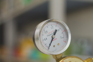 Pressure Gauge tool equipment, pressure gauge on a gas regulator in a laboratory analytical...