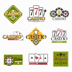 Obraz premium Casino club and gambling isolated icon poker and roulette