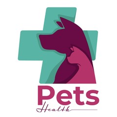 Pets health isolated icon dog and cat vet clinic