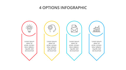 Thin line flat elements for infographic. Template for diagram, graph, presentation and chart. Business concept with 4 options, parts, steps or processes.