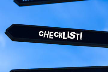 Fototapeta premium Text sign showing Checklist. Business photo text list items required things be done or points considered