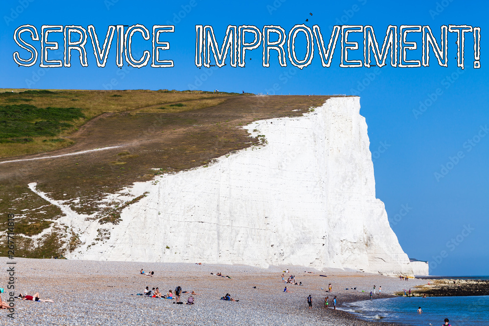 Poster writing note showing service improvement. business concept for continuous actions that lead to bette