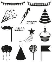 Black and white 14 party elements set