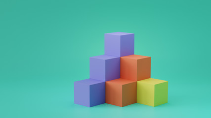 Obraz premium Empty cube boxes backdrop display on blank wall background. 3D rendering.