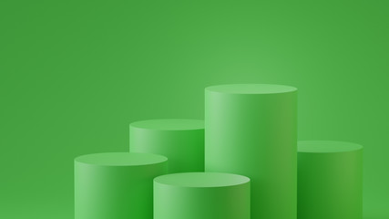 Empty steps cylinder podium on empty background. 3D rendering.