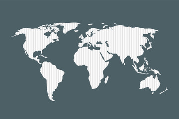 World map vector illustration using white color vertical lines or pipes on black background