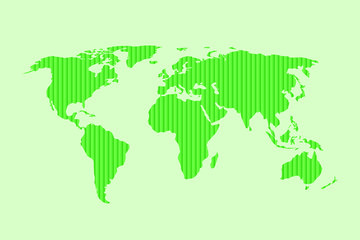World map vector illustration using green color vertical lines or pipes on light background