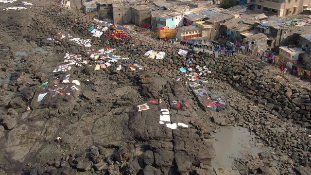 Tin Bati, Mumbai, reach and poor. 4k aerial skyline