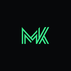 M and  K initials letter icon vector
