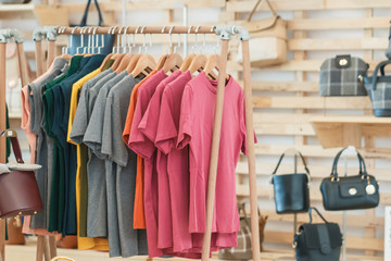 Clothes rail,clothing store, colorful clothing on Clothes rail in a clothing store, Image Is...