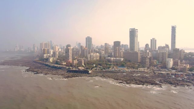 Tin Bati, Mumbai, reach and poor. 4k aerial skyline