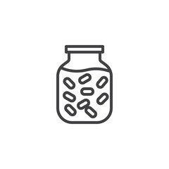 Pickled food jar line icon. linear style sign for mobile concept and web design. Marinated food jar outline vector icon. Symbol, logo illustration. Pixel perfect vector graphics