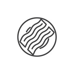 Fried bacon top view line icon. linear style sign for mobile concept and web design. Slices of bacon outline vector icon. Breakfast food symbol, logo illustration. Pixel perfect vector graphics