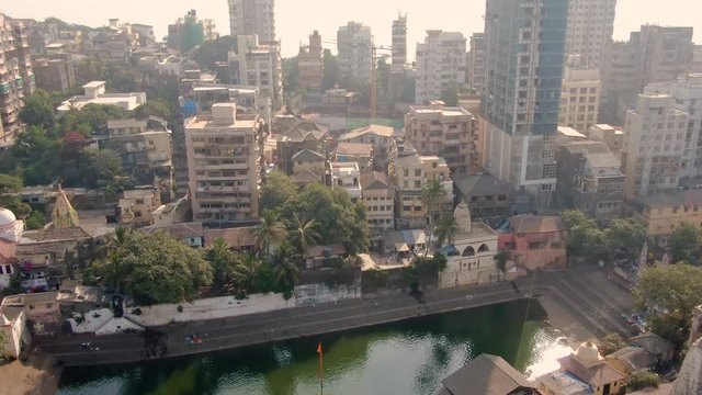 Tin Bati, Mumbai, reach and poor. 4k aerial skyline