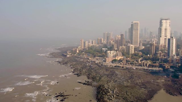 Tin Bati, Mumbai, reach and poor. 4k aerial skyline