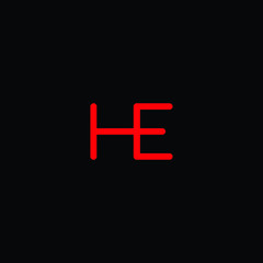 H and E initials letter icon vector