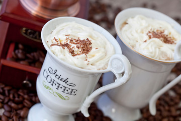 Irish Coffee In White Cups