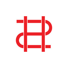 letter h2 simple geometric logo vector